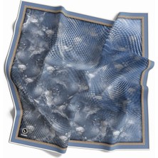 Violla Twill Batik Desenli Bebe Mavisi Renkli 90X90 Eşarp (Ipek Içermez) Kenar Dikiş Şekli El Dikişli