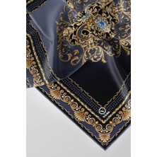 Violla Twill Barok Desenli Indigo Renkli 90X90 Eşarp (Ipek Içermez) Dikim Şekli : El Dikişi