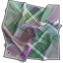 Violla Kristal Ekose Desenli Mint Yeşili Renkli 90X90 Eşarp (Ipek Içermez) Kenar Dikiş Şekli El Dikişli