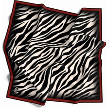 Violla Twill Zebra Desenli Kırmızı Renkli 90X90 Eşarp (Ipek Içermez) Dikim Şekli : El Dikişi