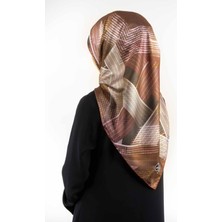 Violla Twill Dokulu Geometrik Desenli Bakır Renkli 90X90 Eşarp (Ipek Içermez) Kenar Dikiş Şekli El Dikişli