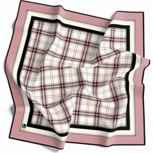 Violla Twill Ekose Desenli Pudra Renkli 90X90 Eşarp (Ipek Içermez) Kenar Dikiş Şekli El Dikişli