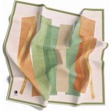 Violla Twill Geometrik Desenli Haki Renkli 90X90 Eşarp (Ipek Içermez) Kenar Dikiş Şekli El Dikişli