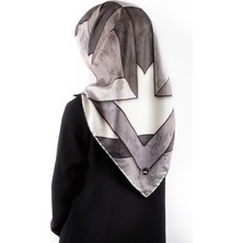 Violla Rayon Mermer Desenli Siyah - Krem Renkli 90X90 Eşarp (Ipek Içermez) Kenar Dikiş Şekli El Dikişli