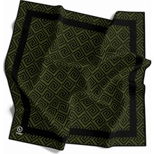 Violla Twill Minimalist Desenli Haki Yeşili Renkli 90X90 Eşarp (Ipek Içermez) Kenar Dikiş Şekli El Dikişli