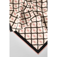 Violla Twill Geometrik Daire Desenli Somon Renkli 90X90 Eşarp (Ipek Içermez) Dikim Şekli : El Dikişi