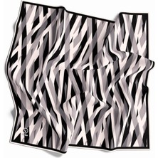 Violla Twill Geometrik Desenli Gri Renkli 90X90 Eşarp (Ipek Içermez) Kenar Dikiş Şekli El Dikişli
