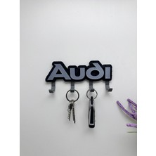 3dpazarıcom 3D Baskı Dekoratif Audi Model Tasarımlı Gri Renk Anahtar Askılığı