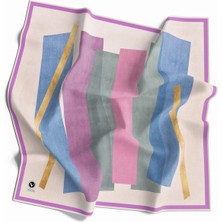 Violla Twill Geometrik Desenli Pembe Renkli 90X90 Eşarp (Ipek Içermez) Kenar Dikiş Şekli El Dikişli