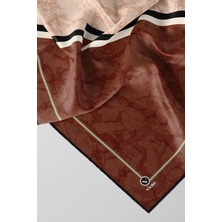 Violla Twill Mermer Desenli Taba Renkli 90X90 Eşarp (Ipek Içermez) Kenar Dikiş Şekli El Dikişli