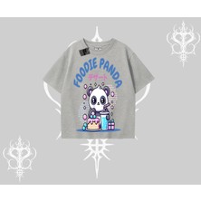 Oversize Tshirt Foodie Panda Tatlı ve Sevimli Panda Baskılı