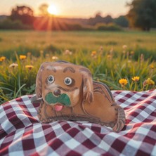 Elifeshop El Yapımı Hakiki Deri Köpek Tasarımlı Kadın Cüzdan | Fermuarlı Kartlık Bozuk Para Anahtarlık