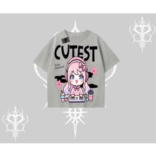 Oversize Tshirt Cute Anime Gamer Girl Baskılı