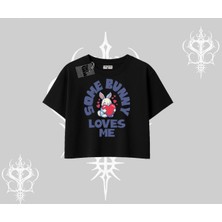 Oversize Crop Tshirt Sevimli Tavşan Some Bunny Loves Me Baskılı