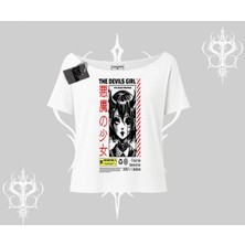 Kayık Yaka Tshirt Anime Devils Girl Japanese Style Baskılı