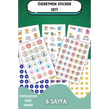 Birikiyedi 8 Sayfa Öğretmen Sticker Seti Öğrenci/ Ödül/ Ödev STICKERI/MOTIVASYON/A5