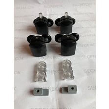 Seçenek Çok Cam Duşakabin Tekerleği Metal Gövde Siyah 4'lü Set