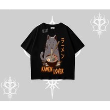 Oversize Tshirt Ramen Lover Kedi Anime Baskılı