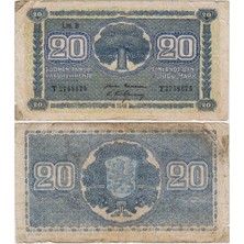 Banknoting Finlandiya 20 Markkaa 1945 Iı. Dünya Savaşı Dönemi. Temiz.