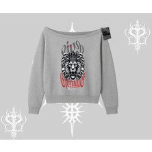 Kayık Yaka Sweatshirt Crowned Lion Rock Authority Myth