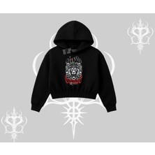 Kapşonlu Crop Sweatshirt Crowned Lion Rock Authority Myth