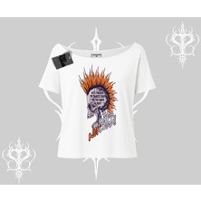 Kayık Yaka Tshirt Burning Skull Rebel Street Anthem