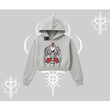 Kapşonlu Crop Sweatshirt Stay Humble Work Hard Enjoy Life