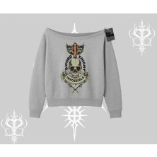 Kayık Yaka Sweatshirt Sword Knight Skull Impossible Street Creed