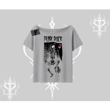 Kayık Yaka Tshirt Punk Rock Chaos Skeleton Riot