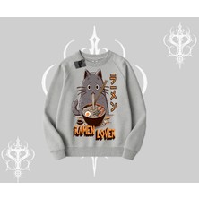Biskilet Sweatshirt Ramen Lover Kedi Anime Baskılı