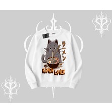 Biskilet Sweatshirt Ramen Lover Kedi Anime Baskılı