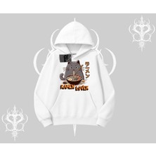 Kapşonlu Sweatshirt Ramen Lover Kedi Anime Baskılı