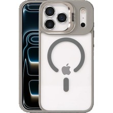Apple iPhone 17 Pro Max Remim Lensli Magsafe Standlı Kapak - Titan Gri