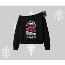 Kayık Yaka Sweatshirt Classic Railroad Vintage Train Street Aesthetic