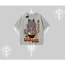 Oversize Tshirt Ramen Lover Kedi Anime Baskılı