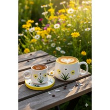 Canım Kendim Serisi Sarı Papatya Desenli, El Yapımı Seramik ve Kupa Takımı, Mug, Hand Made