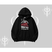 Kapşonlu Sweatshirt Classic Railroad Vintage Train Street Aesthetic