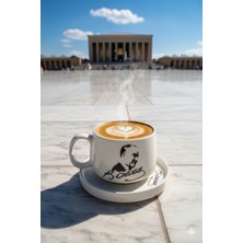 Atatürk Temalı -1 Tabaklı El Yapımı Double Kupa, Seramik Kupa, Mug, Kupa, Handmade