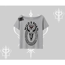 Kayık Yaka Tshirt Wild & Road Western Skull Biker Street Culture