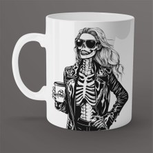 Hsc Bilişim Kahve Içen Iskelet Kadın Detaylı Tasarım Beyaz Kupa