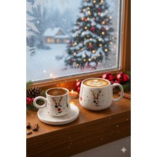 Canım Kendim Serisi Geyik Desenli, El Yapımı Seramik ve Kupa Takımı, Mug, Hand Made