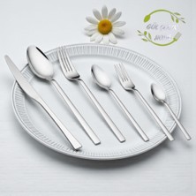 Gül Çelik 36 Parça 6 Kişilik Sade Çatal Bıçak Kaşık Seti 18/0 Kalite