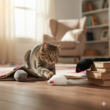 Renkli Kedi Fare Oyuncağı - Yumuşak ve Dayanıklı Tekli Kedi Oyuncağı