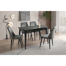 Viento Mobilya Kelebek Tekno Irony Highgloss Açılır 120X70 Masa 4 Adet Babyface Ahşap Ayak Sude Sandalye Masa Takımı