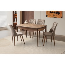 Viento Mobilya Milano Kelebek Diş Budak Açılır 130X80 Masa 4 Adet Babyface Ahşap Ayak Nova Sandalye Masa Takımı