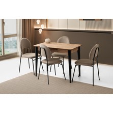 Viento Mobilya Milano Diş Budak Desen Açılır 100X60 Masa 4 Adet Babyface Metal Suna Sandalye Masa Takımı