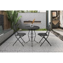 Viento Mobilya Ferforje Bistro Katlanır Beyaz 70X70 Masa 2 Adet Beyaz Ferforje Katlanır Sandalye Masa Takımı