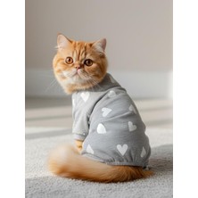 Kemique Soft Hearts Kedi Tulumu | Pamuklu Penye Kedi Kıyafeti | Küçük Irklar Için | Tüy Dökülmesini Azaltır