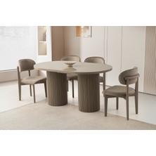 Viento Mobilya Picasso Cappicino Hg Açılır 160X90 Masa 4 Adet Babyface Ahşap Iskelet Nergis Sandalye Masa Takım