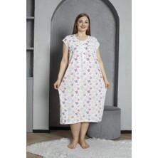 Seboteks Kadın Büyük Beden Kısa Kol Düğmeli Yaka Pamuklu Penye Gecelik 295 Rahat Kullanım